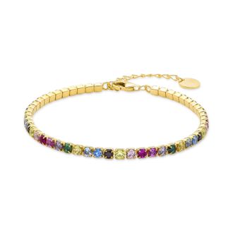 Luxenter armband in 925 sterling zilver met multicolor zirkonia, afgewerkt in 18K geelgoud - Tahu