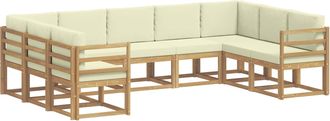 vidaXL Conjunto De Sof&aacute;s De Exterior 9 Uds. Blanco Y Crema Vidaxl