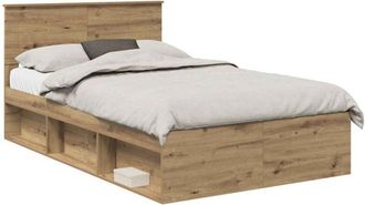 vidaXL Estructura De Cama Con Cabecera Roble Artesanal 120 X 190 Cm Vidaxl