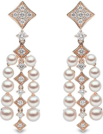 Yoko London 18kt rose gold Raindrop Akoya pearl and diamond earrings - women - 18kt Rose Gold/Akoya Pearl/Diamond - OS - Pink
