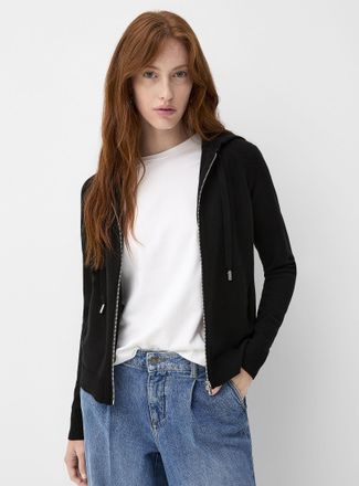 Contemporaine Womens Solid knit soft hooded jacket