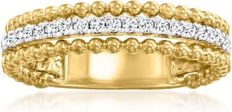 Ross-Simons Diamond Beaded 3-Row Ring in 18kt Gold Over Sterling