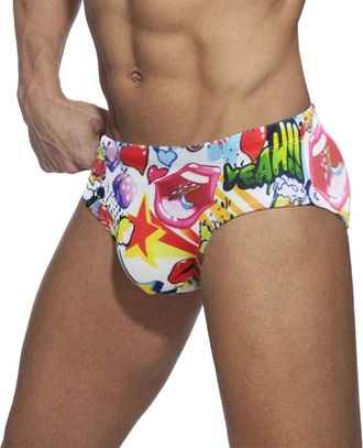 Generic Mens Swimming Trunks Briefs Low Waist Swimwear Soft and Comfortable Elastic Swimsuit Bottom Underwear Drawstring Swimwear Brief Quick Dry Swimming Sho