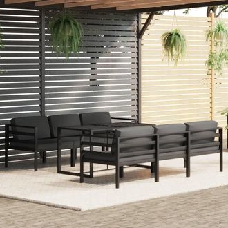 vidaXL Set Muebles De Jard&iacute;n 7 Pzas Y Cojines Aluminio Gris Antracita Vidaxl