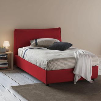 Dmora Talamo Italia Cama De Plaza Y Media Agata, Cama Contenedor Con Revestimiento De Tela, 100% Made In Italy, Apertura Frontal, Con Colch&oacute;n 120x200 Cm Inc
