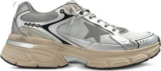 Golden Goose Lightstar Laminated Leather And Mesh Sneakers Shoes