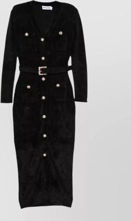 Self Portrait crystal-embellished belted v-neck midi dress