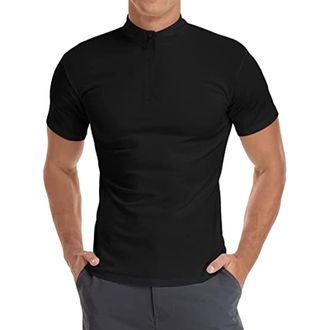 Generic Mens Running Tops Short Sleeve - Mens Cotton Polo Shirts Short Sleeve Casual Slim Fit Gym Tops Lightweight Fashion Collar Short Sleeve Blouse Top Summ