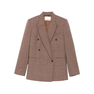 Frankie Shop Monterey Gestructureerde Wollen Blazer - Dames - Jassen - Bruin - Maat: S Wol