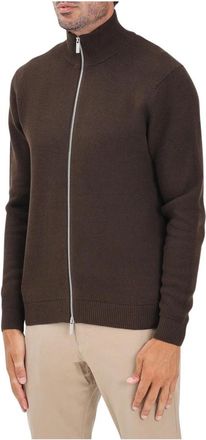 Selected Cardigan met rits - Heren - Vesten - Bruin - 2XL - Katoen - Truien & Vesten