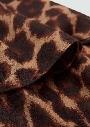 Mango Foulard leopardato bordi sfilacciati cioccolato - Donna - Taglia unica - MANGO