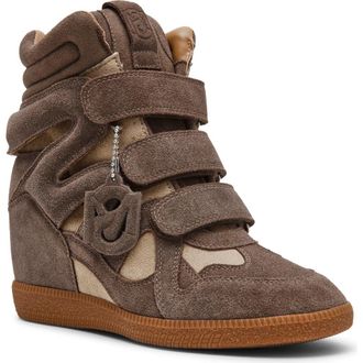 Steve Madden Mavis Wedge High Top Sneaker in Taupe Sued at Nordstrom, Size 7.5