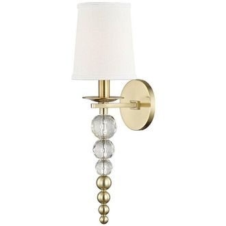 Hudson Valley Lighting Persis 1 Light Wall Sconce Brass, Linen