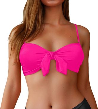 Generic Women Underwire Bikini Tops Push Up Ruched Bikini Top Ruffle Swimsuit Bathing Suit Bra Swimwear Comfortable Support Beachwear