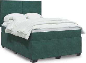 vidaXL Vidaxl - Cama Box Spring Con Colch&oacute;n Terciopelo Verde Oscuro 140x190 Cm