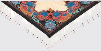 Etro Foulard Etro in seta stampa Paisley con frange di perline