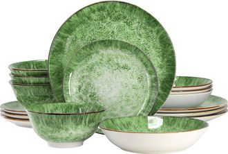 Elama Oceanus 16 Piece Porcelain Double Bowl Dinnerware Set in White at Nordstrom