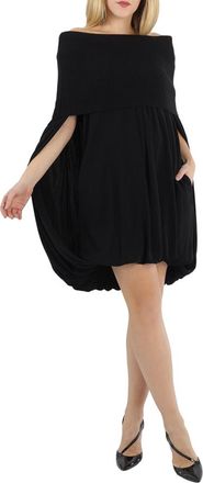 Burberry Black Wool And Crepe Off-the-shoulder Dress, Brand Size 6 (US Size 4)
