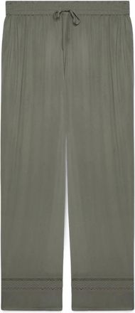 Fiorella Rubino Wijde broek met ajour-detail - Dames - Wijde Broeken - Groen - L - Katoen - Broeken