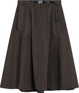 Prada Technische Stoffen Cirkelrok - Dames - Midirokken - Groen - M - Polyester - Rokken