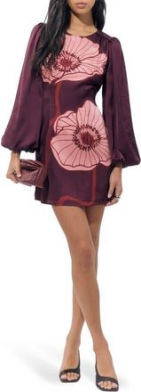 Adelyn Rae Juno Poppy Blouson Sleeve Minidress in Burgundy at Nordstrom, Size Large