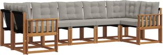 vidaXL Conjunto De Sof&aacute;s De Exterior 7 Uds. Gris Natural Y Claro Vidaxl