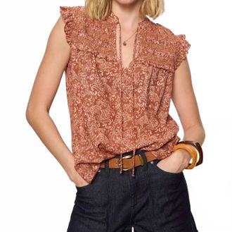 Sanctuary Free Feeling Smocked Blouse In Mosaic Clay
