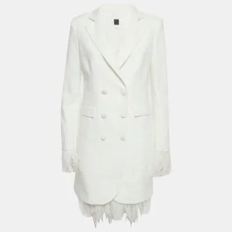 8 by YOOX 8 Yoox White Feather Trim Tweed Blazer And Skirt Set