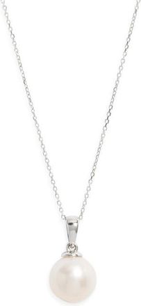 Nordstrom Freshwater Pearl Pendant Necklace in White- 14K White Gold at Nordstrom, Size 8 Mm