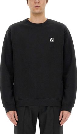 Valentino Garavani Cotton Crewneck Sweatshirt With Chez Valentino Patch-Uomo