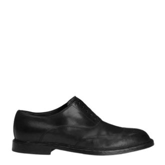 Dolce & Gabbana Washed kalfsleren veterschoenen - Heren - Nette schoenen - Zwart - 43 1/2 EU - Leer - Schoenen