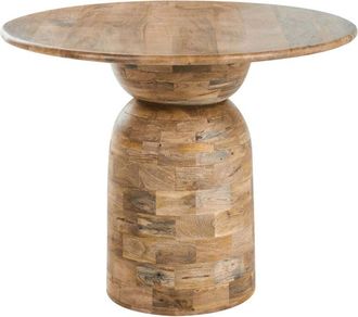 Beliani Dining Table Light Brown Mango Wood &oslash; 110 cm Solid Wood Frame and Base Round Modern Design MURTLE