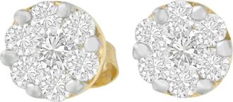 House of Brilliance 14K Yellow Gold 3/4 cttw Round Cut Diamond Stud Earring