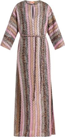 Missoni Zig-zag all-over pattern dress - women - Polyamide/Viscose/Metallic Fibre/Polyamide - M - Pink