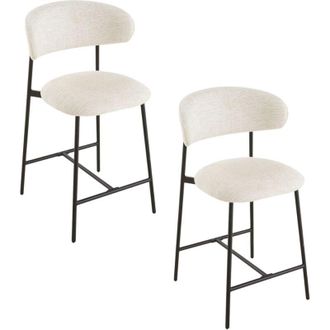 Calicosy Set di 2 sgabelli in tessuto m&eacute;lange con gambe in metallo - DRACO