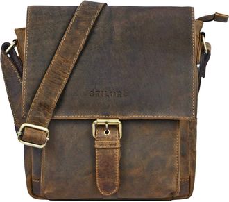 STILORD Nevio Mens Leather Shoulder Bag | Small Messenger Bag Elegant Vintage Design | Crossbody Bag for 10.1 Inch Tablet iPad Genuine Leather, Colour:Middle 