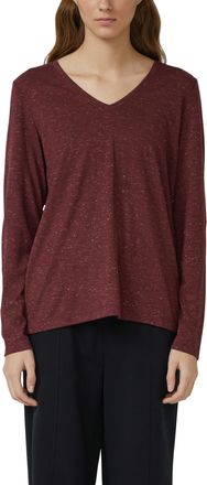 s.Oliver Langarmshirt S.OLIVER, Damen, Gr. 34, schwarz merlot, Web, Obermaterial: 54% Viskose, 45% Polyester, 1% metallisierte Fasern, meliert, regular fit nor