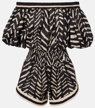 Johanna Ortiz Jumpsuit corta in cotone con stampa