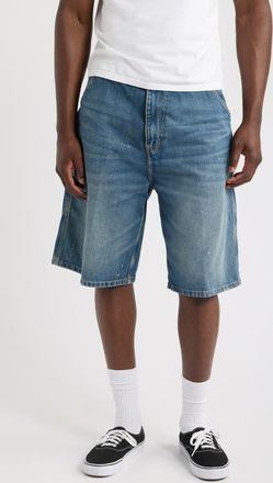 Carhartt Work in Progress OG Single Knee Shorts in Blue (Destroy Wash/splatter) at Nordstrom, Size Medium