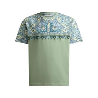 Etro Etro, T-Shirts, male, Green, Size: L Paisley Print Crew Neck T-Shirt