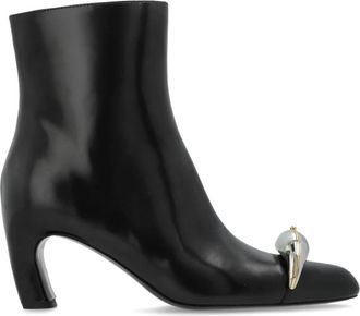 Tory Burch Pierced Ankle Boot - Dames - Laarzen met Hak - Zwart - 35 1/2 EU - Leer - Schoenen