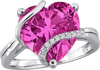 Rina Limor Rose Gold Over Silver 7.30 Ct. Tw. Diamond & Lab-Grown Created Pink Sapphire Wrapped Ring