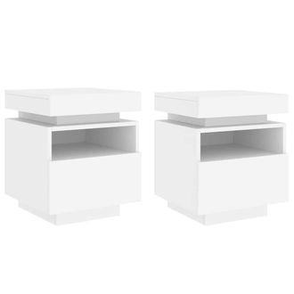 vidaXL Vidaxl - Mesitas De Noche Con Luces Led 2 Unidades Blanco 40x39x48,5 Cm