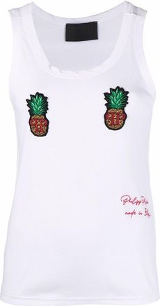 Philipp Plein pineapple tank top - women - Cotton - S - White