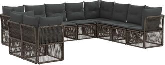 vidaXL Conjunto De Sof&aacute;s De Jard&iacute;n 10 Uds. Gris Rat&aacute;n Sint&eacute;tico Vidaxl