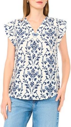 Vince Camuto Flutter Sleeve Top in Beacon Blue at Nordstrom Rack, Size X-Large