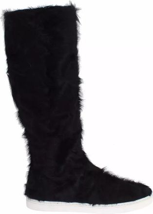 Dolce & Gabbana Black Xiangao Lamb Fur Leather Boots Womens Shoes