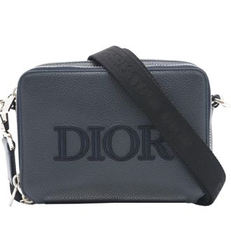 Dior Navy Leather Messenger Bag Shoulder Bag (Pre-Owned)