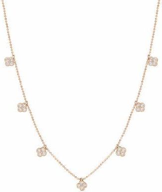 Suzy Levian Cubic Zirconia Pav&eacute; Clover Station Necklace in Rose at Nordstrom Rack