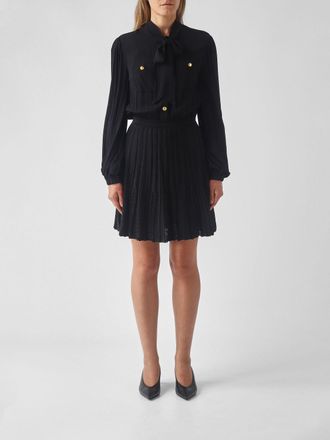 Twinset Pleated Sheath Mini Dress with Puff Sleeves